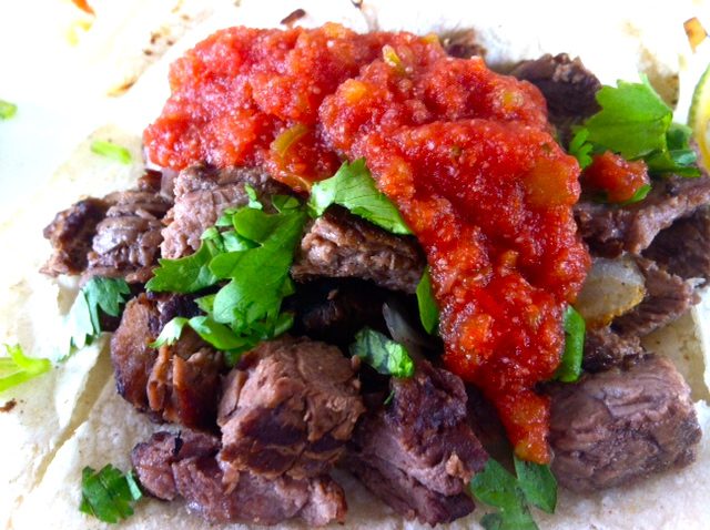 beef taco with salsa