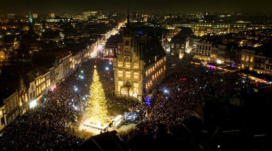 Christmas tree in church square