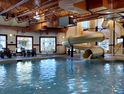 Water slide at hotel pool