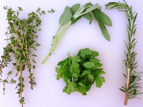 Rosemary, thyme, parsley, sage