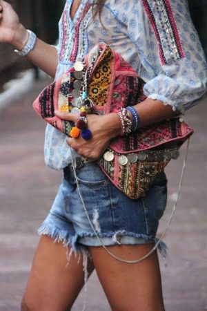 cut offs and hippie purse