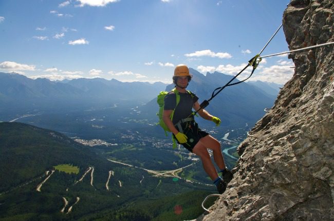 Climbing Via Ferrata at Mt Norquay, Banff National Park