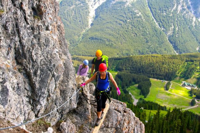Wooden mountain bridge