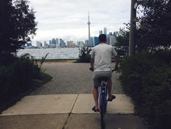 man biking toronto island