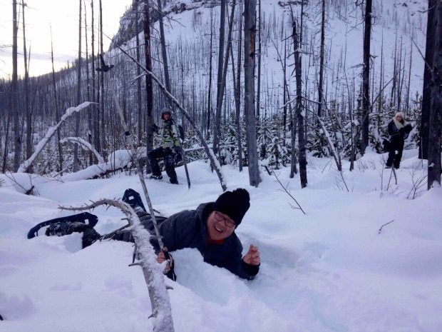 snowshoeing fun