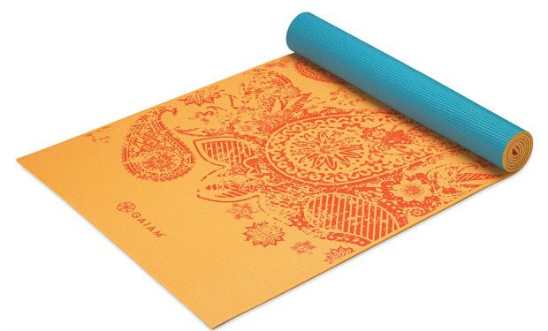 orange print yoga mat