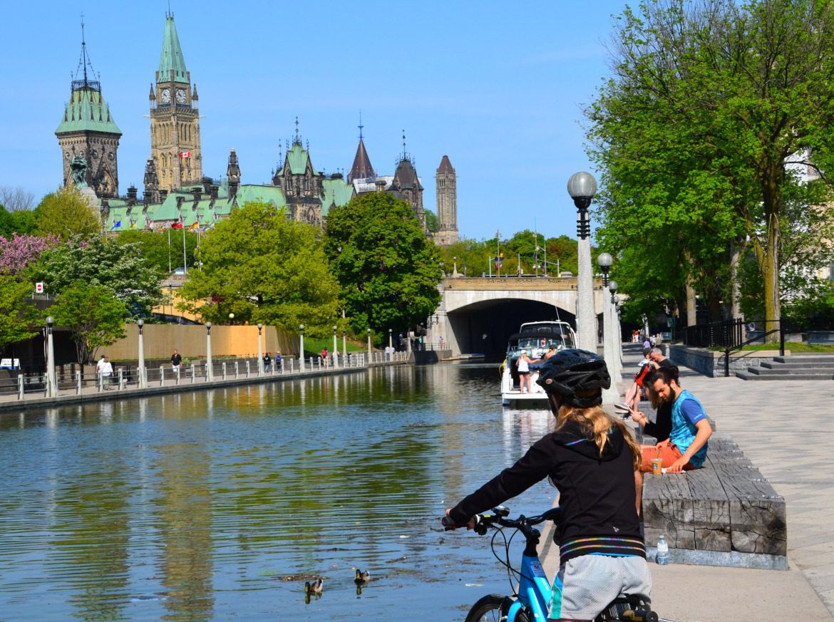 Girl on bike at Rideau Canal