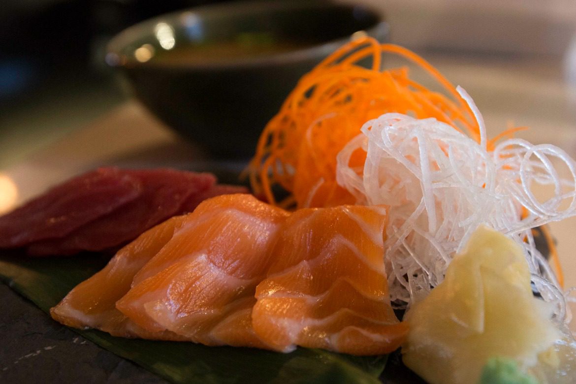 salmon and tuna sashimi