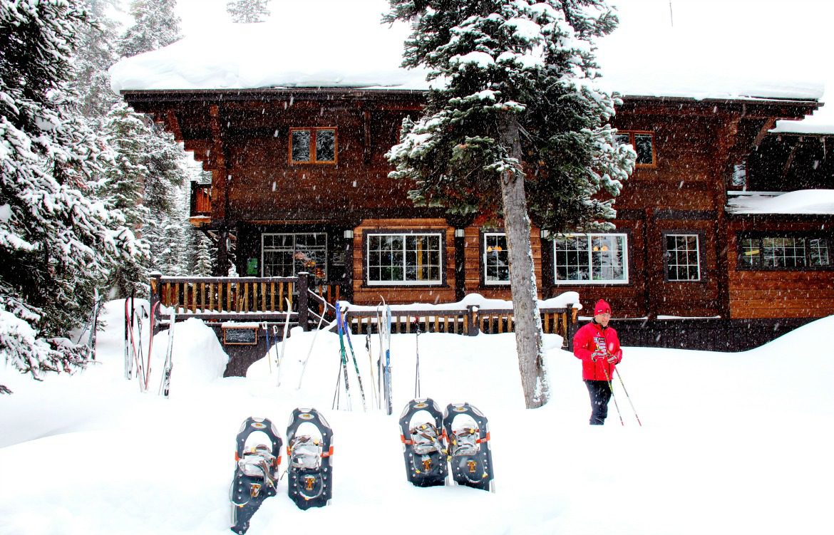 backcountry lodge snowshoes winter