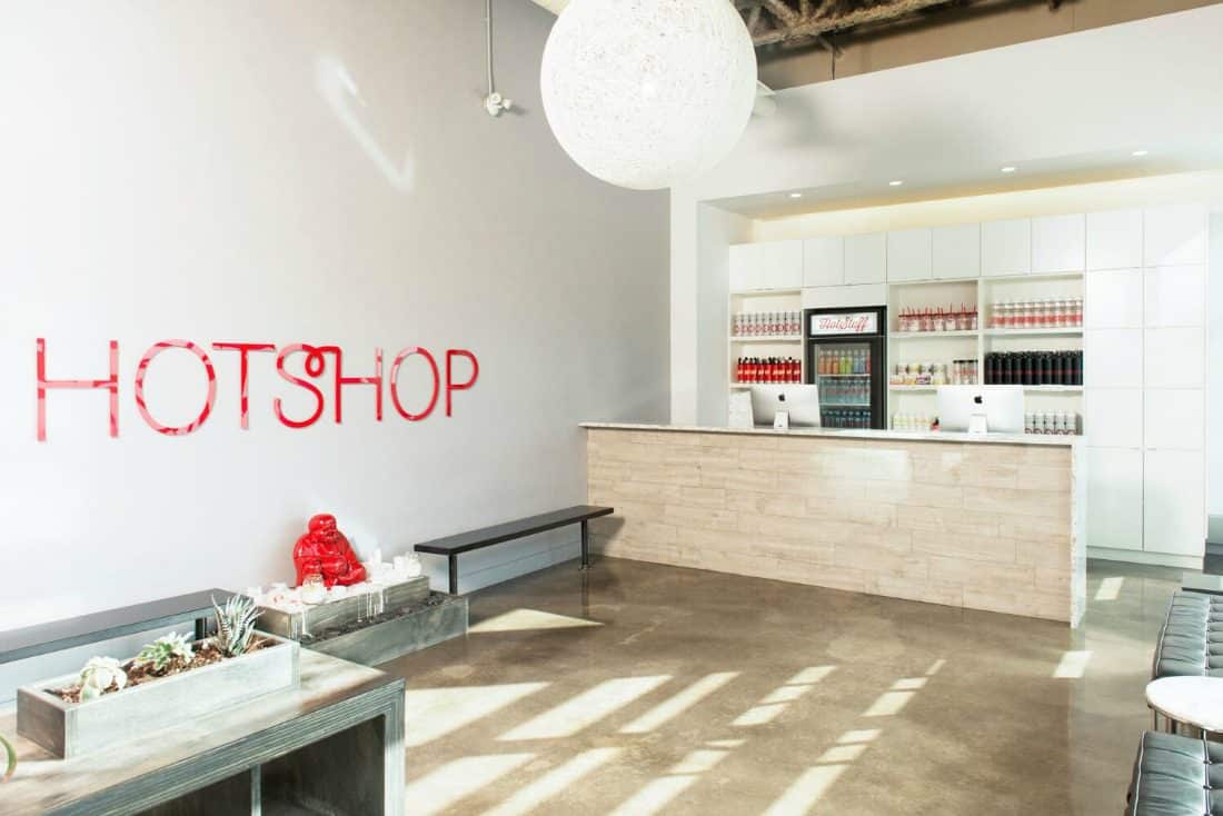 hot yoga studio lounge