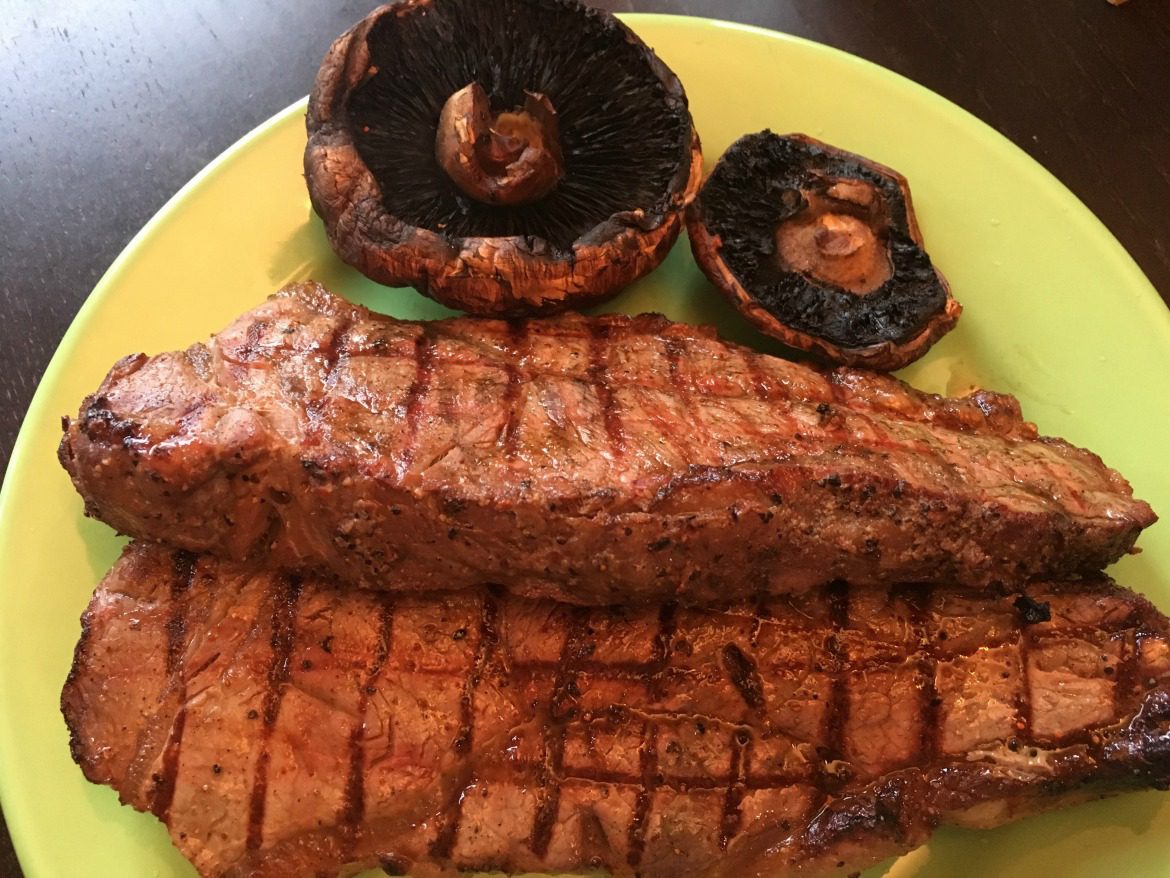 cooked striploin steaks