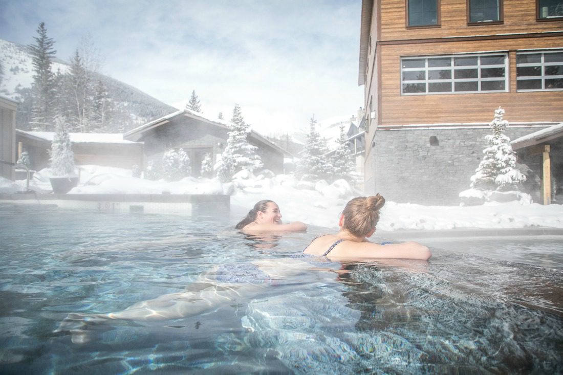 Nordic spa in the Kananaskis outdoor pool