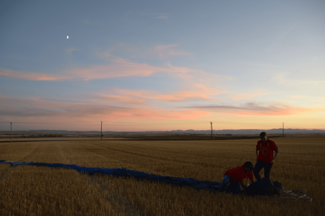 hot air balloon on Alberta prairie