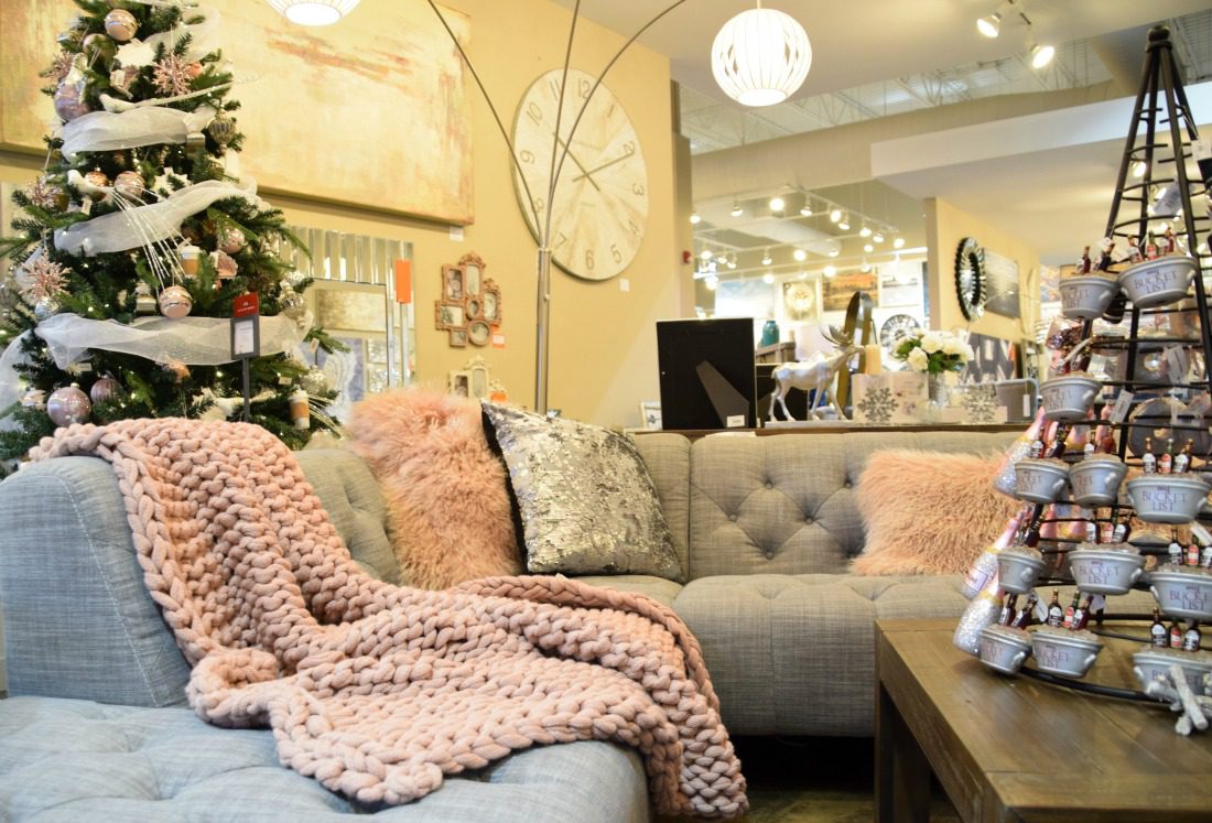 pink and grey living room decor