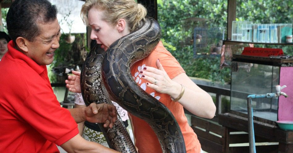 wearing a snake in Thailand