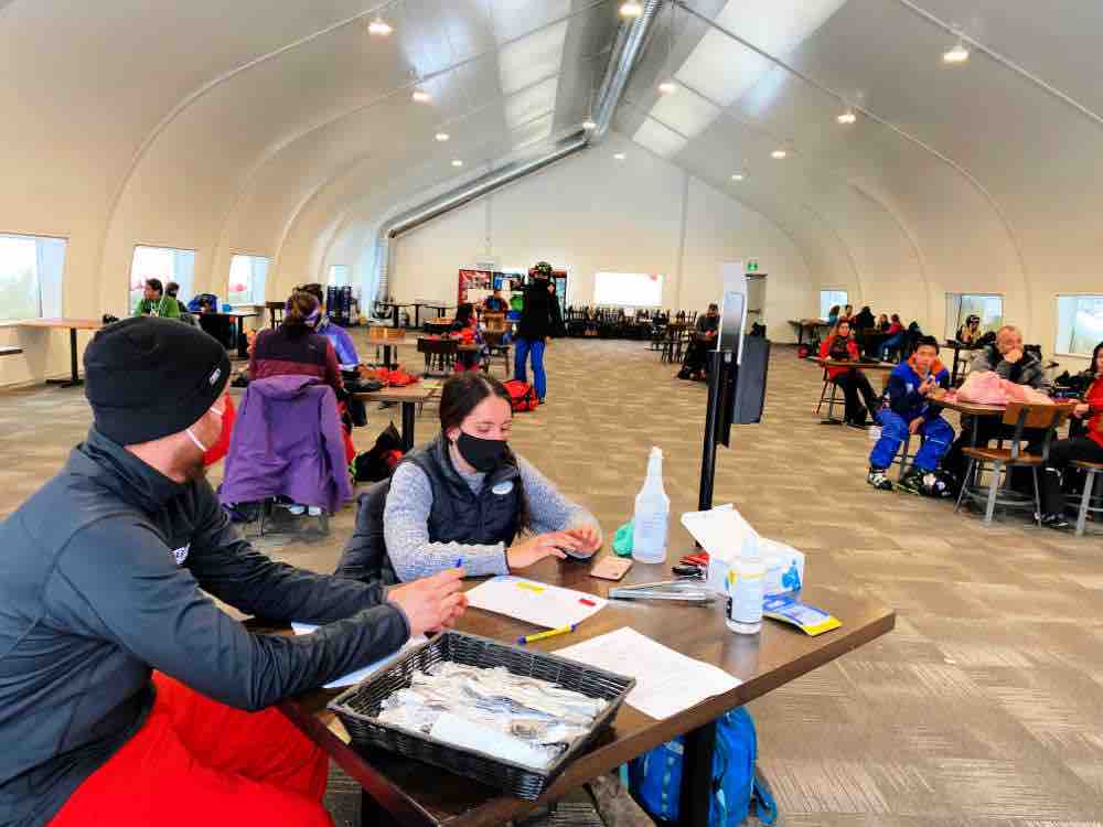 Inside ski picnic area