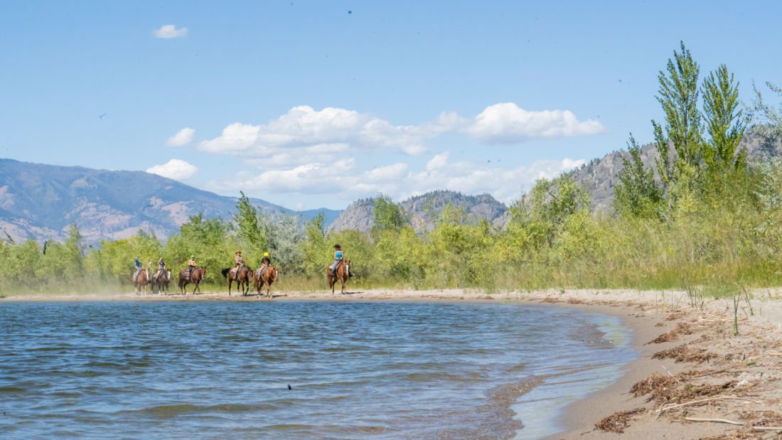 horseback riding by lake