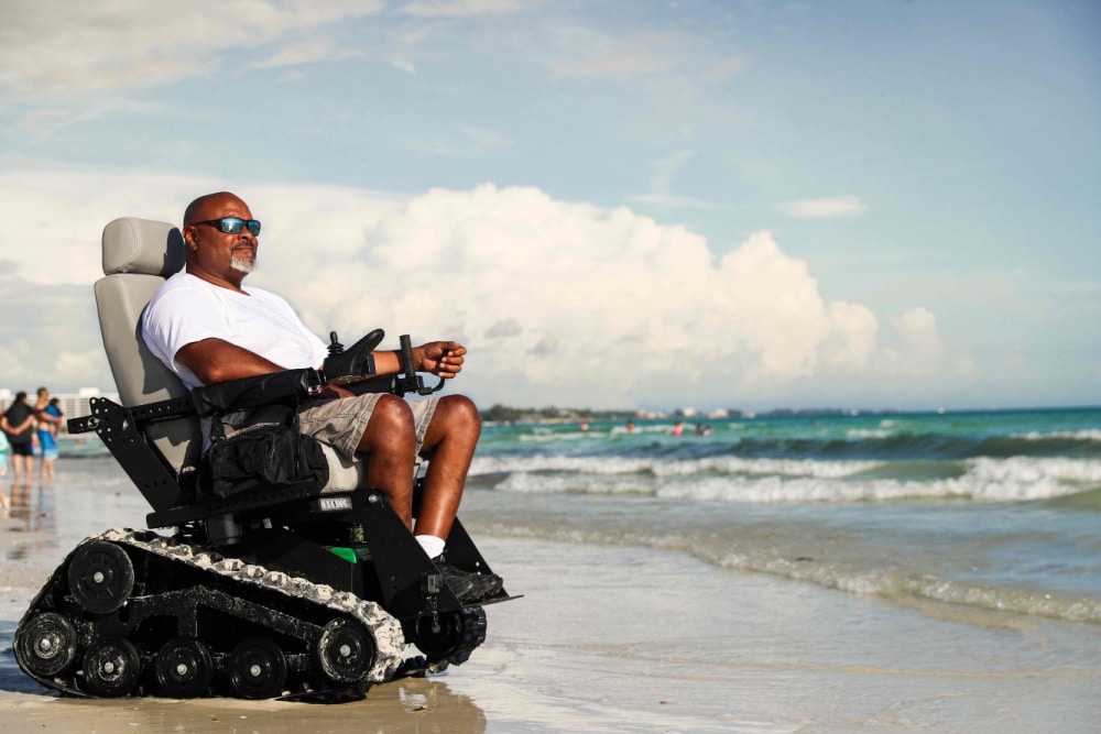 motorized wheelchair on a florida beach