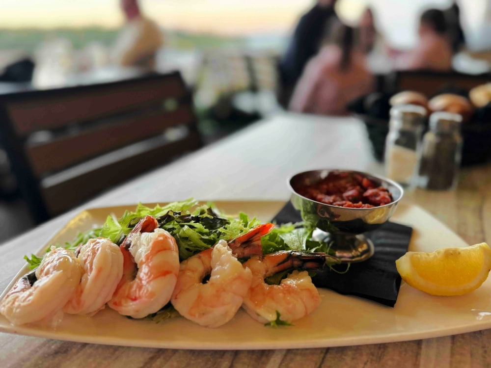 jumbo shrimp cocktail on a plate