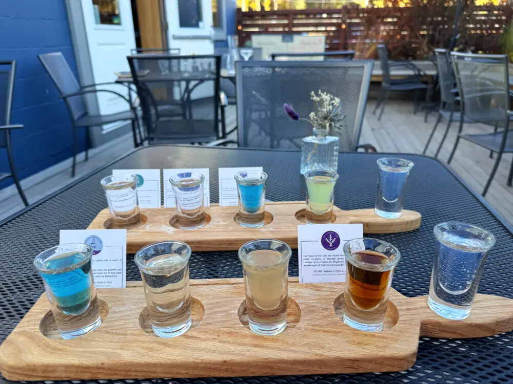 tasting flight of spirits fernie