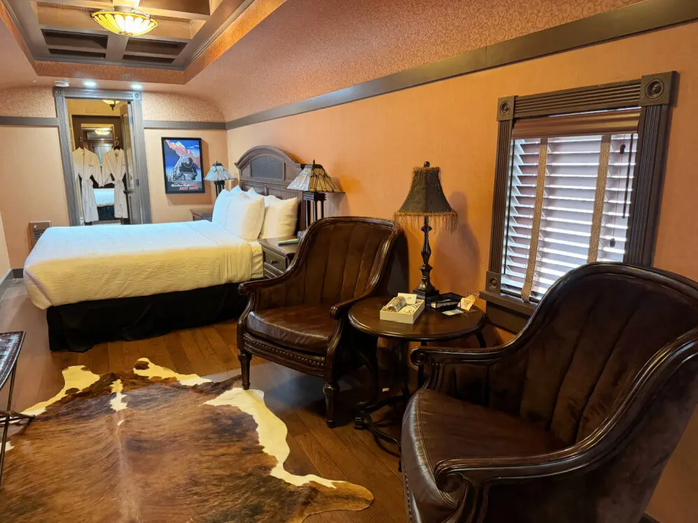 Sante Fe train car hotel room prestige hotel cranbrook